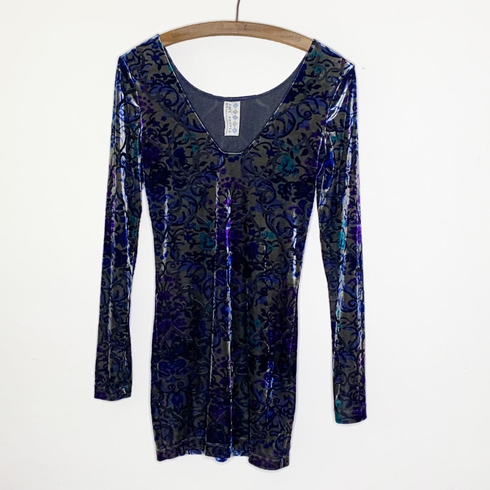 Free People Velvet Fitted Long Sleeve Dress